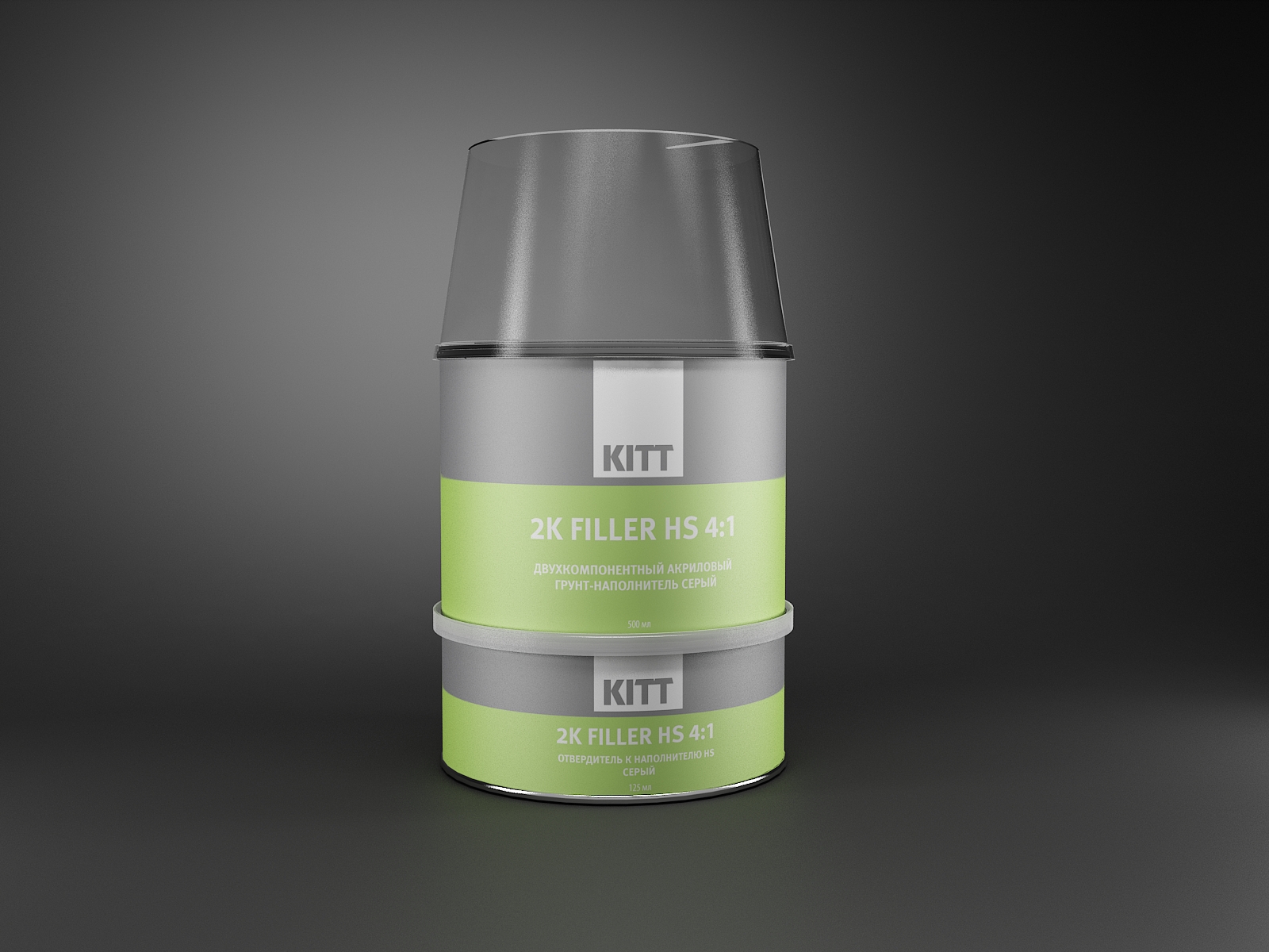 2.11.0625 -  KITT FILLER HS 4 1 (500 + 125) - Акриловый грунт-наполнитель (компл.) Черный